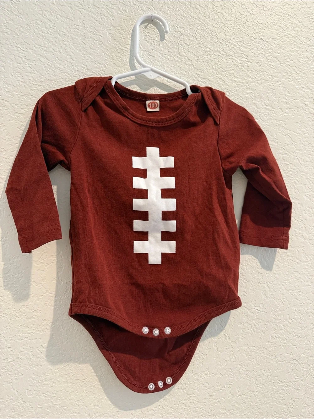 Maroon Football Graphic Long-Sleeve Baby Bodysuit